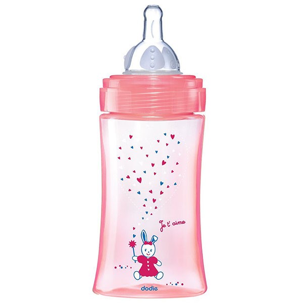Dodie Biberon Initiation 270ml rose tétine ronde 3 vitesses débit 2